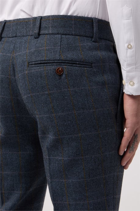 Flat Fronted Slim Fit Suit Trousers in Dark Blue - Image 2
