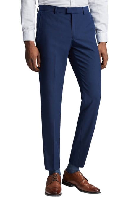 Flat Fronted Slim Fit Suit Trousers in Navy - Image 4