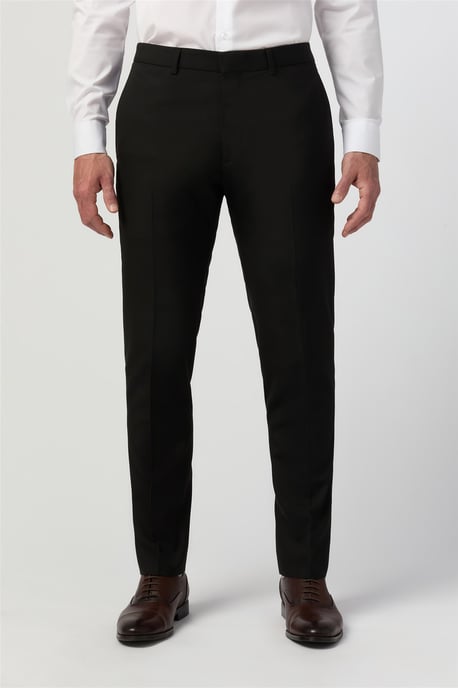 Flat Fronted Slim Fit Suit Trousers in Black - Image 1