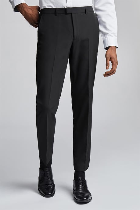 Flat Fronted Slim Fit Suit Trousers in Black - Image 2