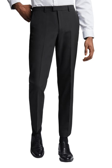 Flat Fronted Slim Fit Suit Trousers in Black - Image 3