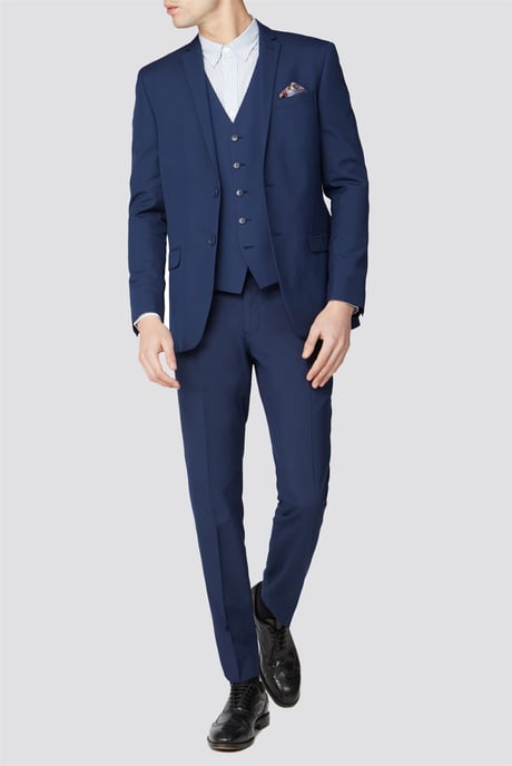 Slim Fit Suit Trousers in Navy - Image 2