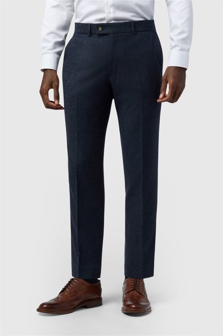 Flat Fronted Regular Suit Trousers in Navy - Image 1
