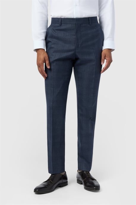 Flat Fronted Slim Fit Suit Trousers in Dark Blue - Image 1