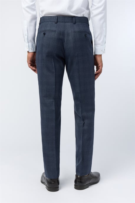 Flat Fronted Slim Fit Suit Trousers in Dark Blue - Image 2