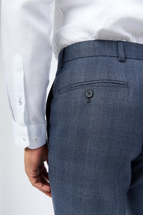 Flat Fronted Slim Fit Suit Trousers in Dark Blue - Image 3