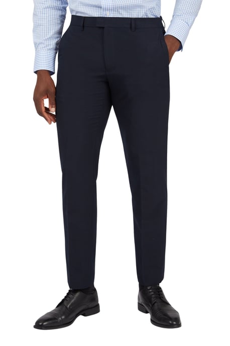 Flat Fronted Regular Suit Trousers in Navy - Image 2
