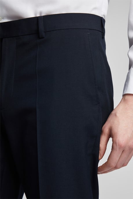 Flat Fronted Regular Suit Trousers in Navy - Image 4