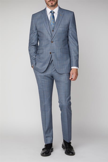 Slim Fit Suit Trousers in Light Blue - Image 2