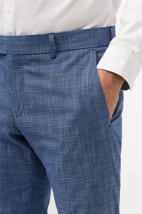 Flat Fronted Slim Fit Suit Trousers in Light Blue - Image 3