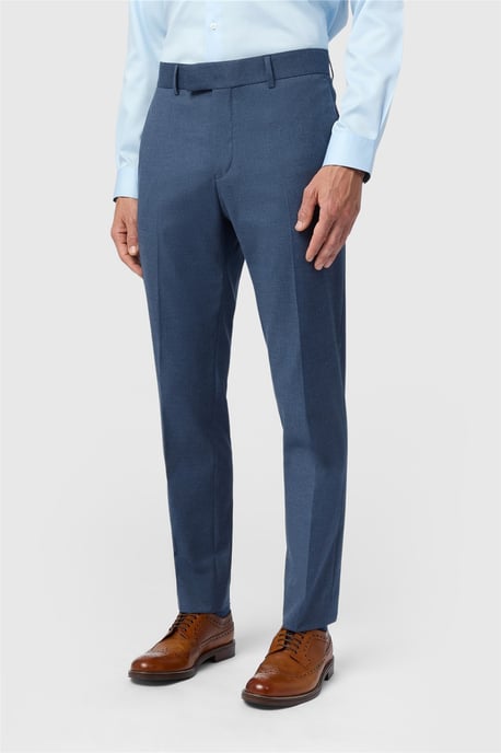 Flat Fronted Slim Fit Suit Trousers in Blue - Image 1