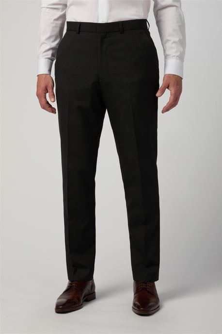 Flat Fronted Regular Suit Trousers in Black - Image 1