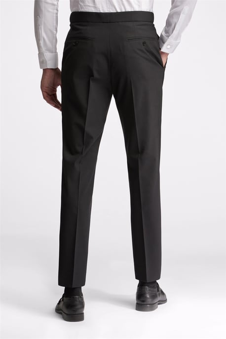 Flat Fronted Slim Fit Suit Trousers in Black - Image 2