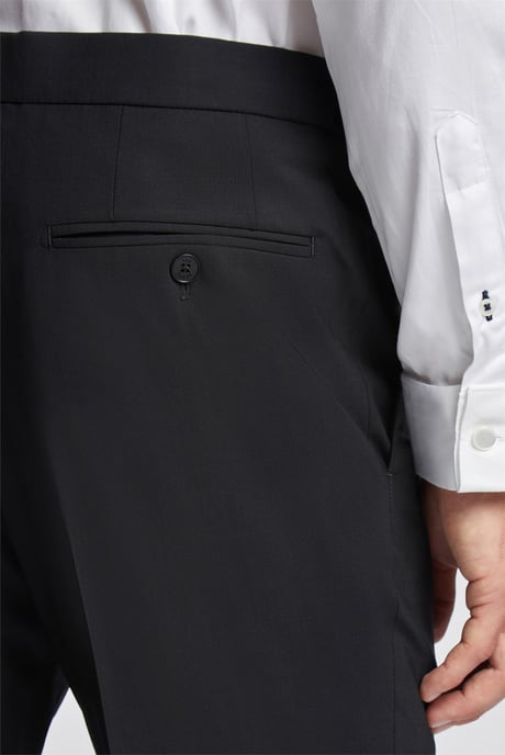 Flat Fronted Slim Fit Suit Trousers in Black - Image 3