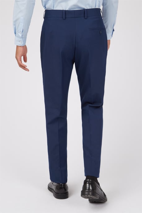 Flat Fronted Slim Fit Suit Trousers in Navy - Image 2