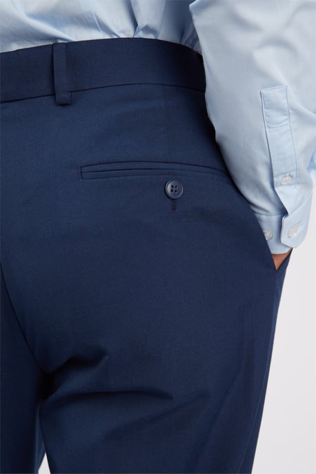 Flat Fronted Slim Fit Suit Trousers in Navy - Image 3