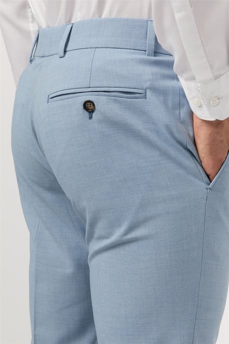 Flat Fronted Slim Fit Suit Trousers in Light Blue - Image 2
