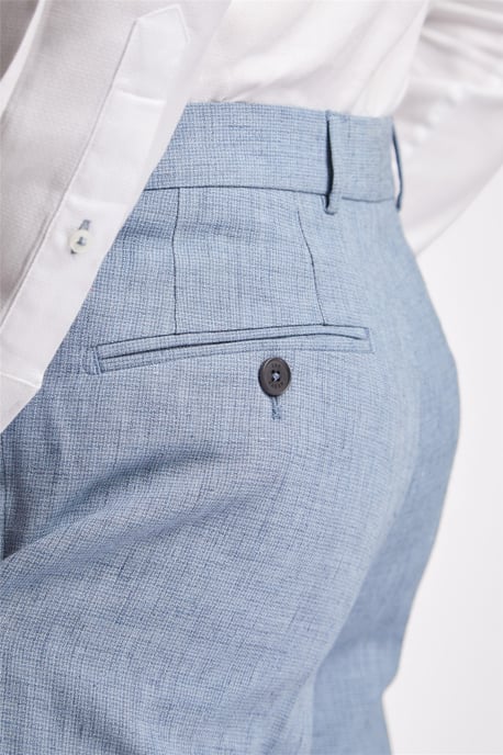 Flat Fronted Slim Fit Suit Trousers in Light Blue - Image 3