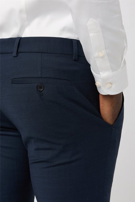 Flat Fronted Tailored Suit Trousers in Navy - Image 2