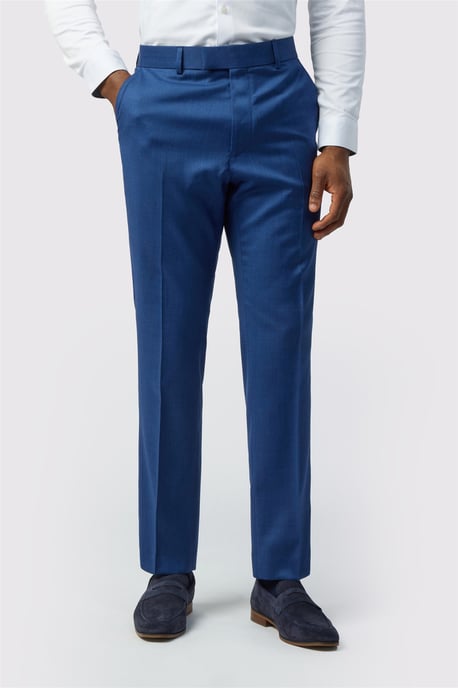 Flat Fronted Tailored Suit Trousers in Blue - Image 1