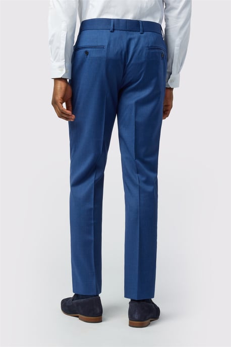 Flat Fronted Tailored Suit Trousers in Blue - Image 2