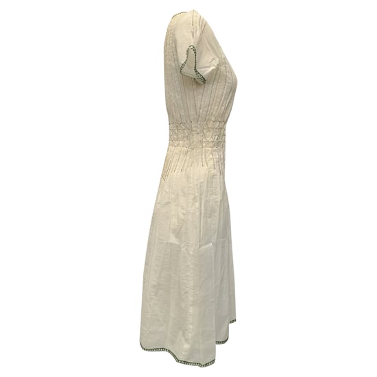 Bottega Veneta Short Sleeve Colorful Stitch Midi Dress in White Cotton - Image 2