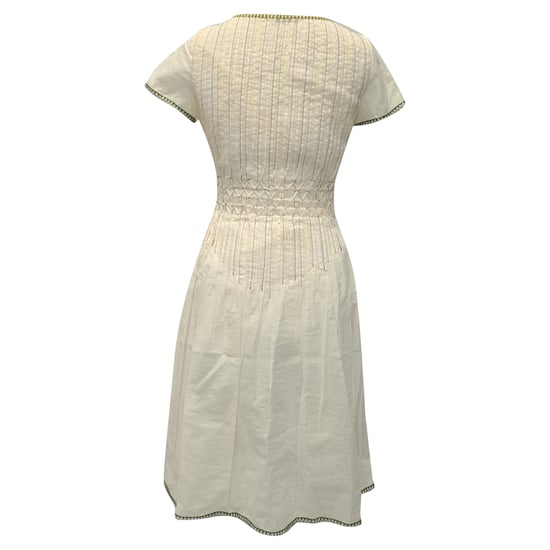 Bottega Veneta Short Sleeve Colorful Stitch Midi Dress in White Cotton - Image 3