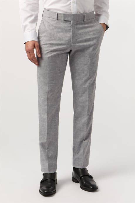 Flat Fronted Slim Fit Suit Trousers in Silver - Image 1