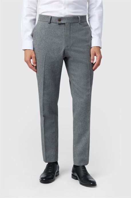 Flat Fronted Slim Fit Suit Trousers in Grey - Image 1