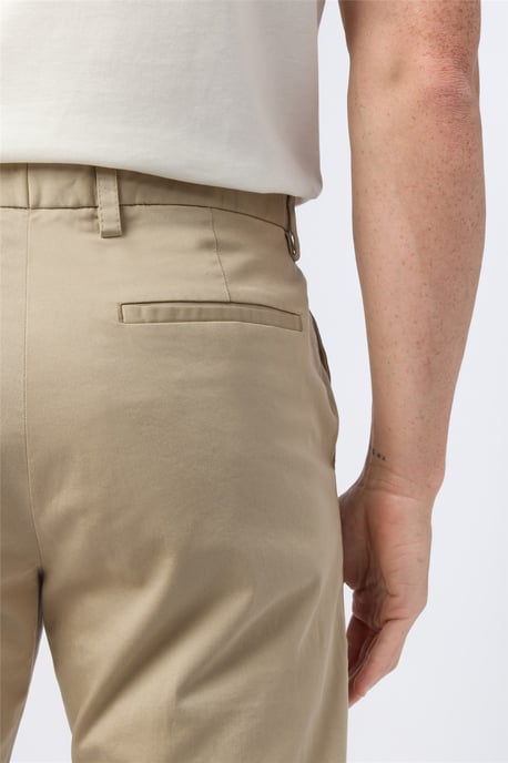 Flat Fronted Casual Trousers in Stone - Image 3