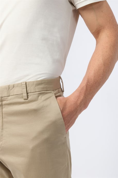 Flat Fronted Casual Trousers in Stone - Image 4