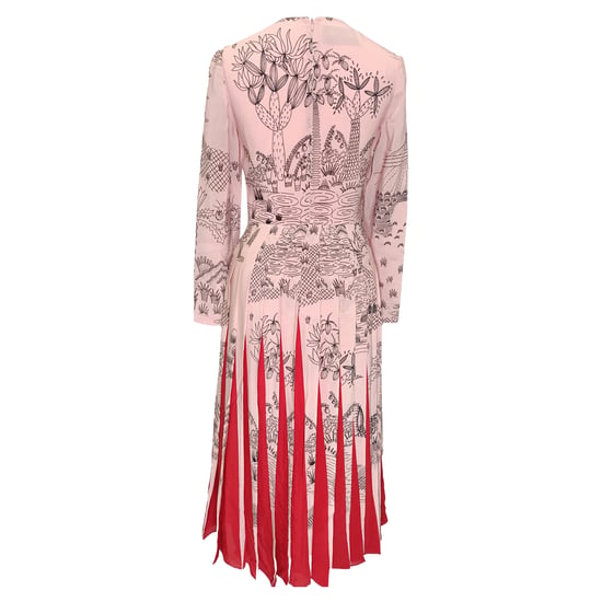 Valentino landschap-print midi-jurk in roze zijde - Image 3