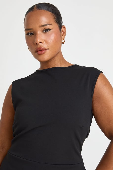 Plus Pocket Detail Sleeveless Skort Playsuit - Image 4