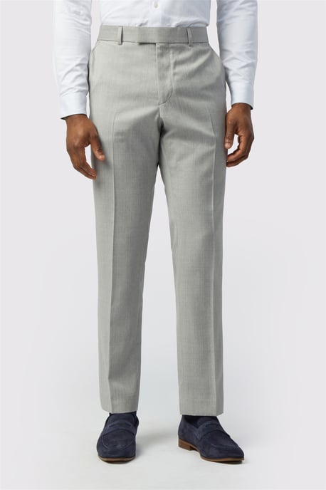 Flat Fronted Tailored Suit Trousers in Silver - Image 1
