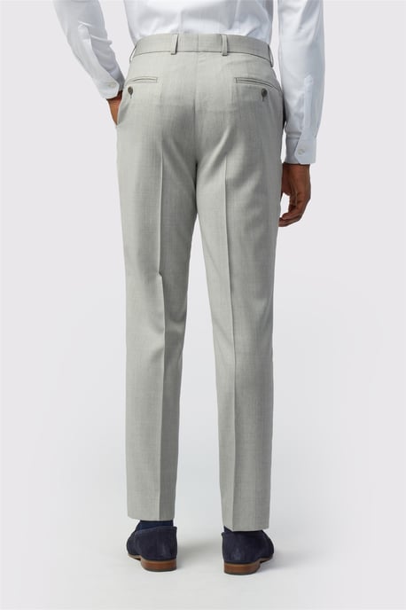 Flat Fronted Tailored Suit Trousers in Silver - Image 2