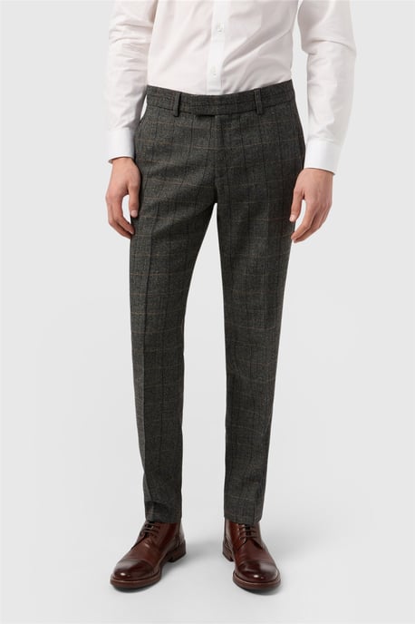 Flat Fronted Slim Fit Suit Trousers in Charcoal - Image 1