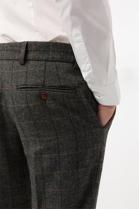 Flat Fronted Slim Fit Suit Trousers in Charcoal - Image 3