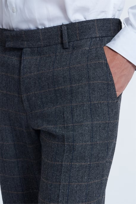 Flat Fronted Slim Fit Suit Trousers in Charcoal - Image 4