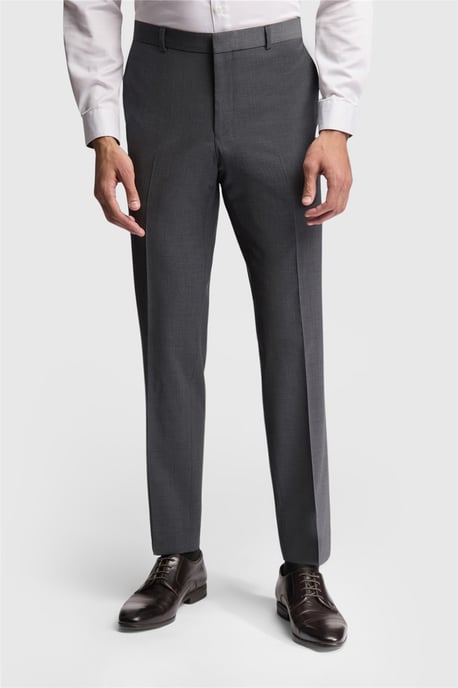 Flat Fronted Slim Fit Suit Trousers in Charcoal - Image 1