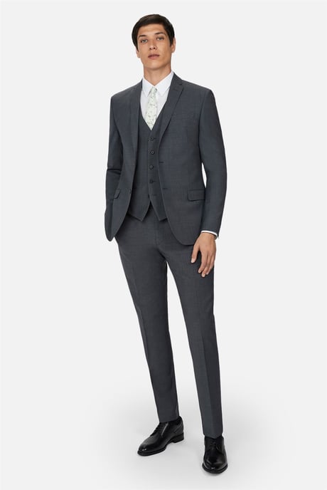 Flat Fronted Slim Fit Suit Trousers in Charcoal - Image 2