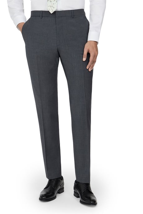 Flat Fronted Slim Fit Suit Trousers in Charcoal - Image 3