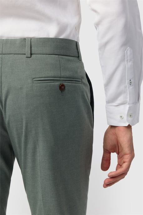 Flat Fronted Slim Fit Suit Trousers in Pale Green - Image 2
