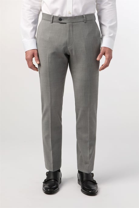 Flat Fronted Tailored Suit Trousers in Grey - Image 1