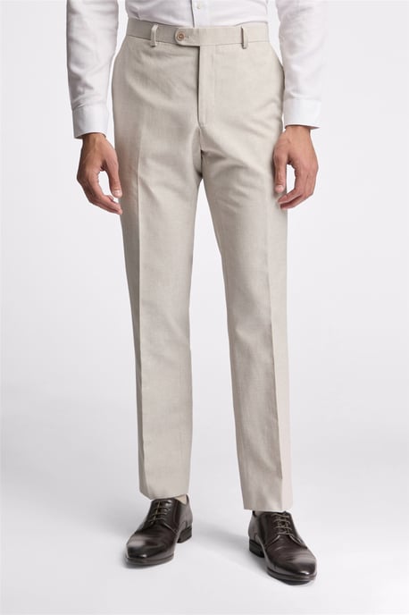 Flat Fronted Slim Fit Suit Trousers in Light Grey - Image 1