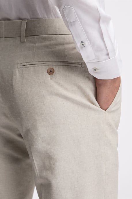 Flat Fronted Slim Fit Suit Trousers in Light Grey - Image 3