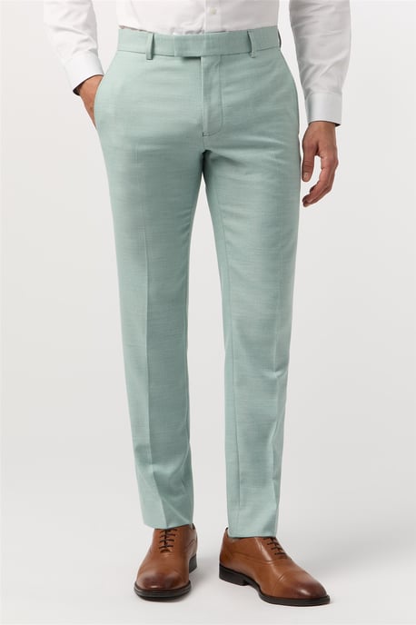 Flat Fronted Slim Fit Suit Trousers in Mint - Image 1