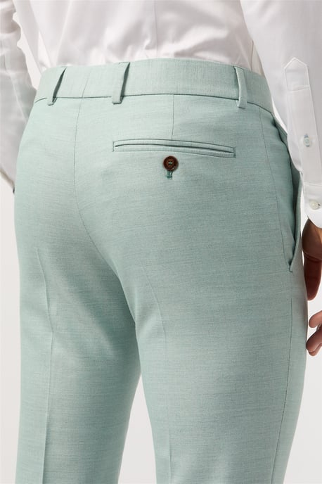 Flat Fronted Slim Fit Suit Trousers in Mint - Image 2