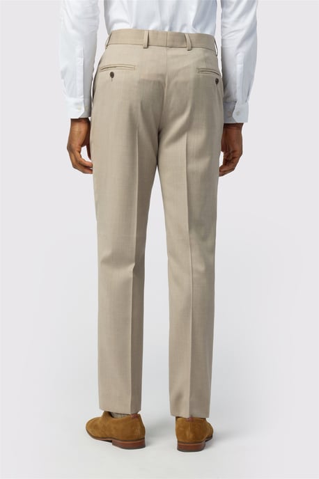 Flat Fronted Tailored Suit Trousers in Stone - Image 2