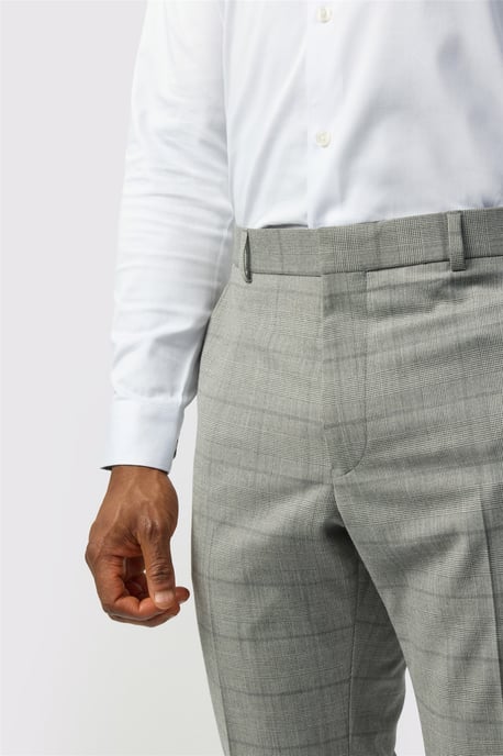 Flat Fronted Slim Fit Suit Trousers in Silver - Image 2