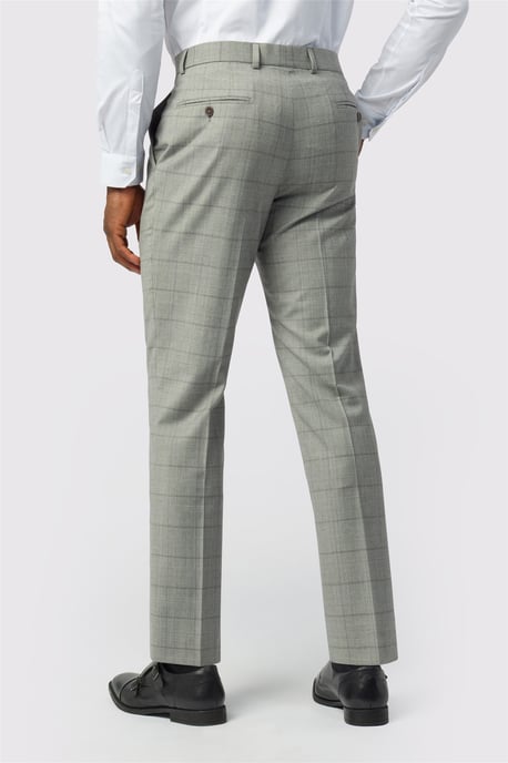 Flat Fronted Slim Fit Suit Trousers in Silver - Image 3